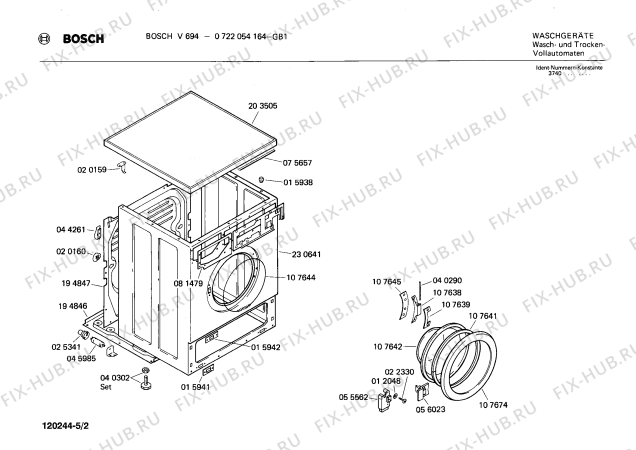 Взрыв-схема стиральной машины Bosch 0722054164 V694 - Схема узла 02