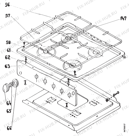 Взрыв-схема плиты (духовки) Electrolux CGL528W - Схема узла Section 4