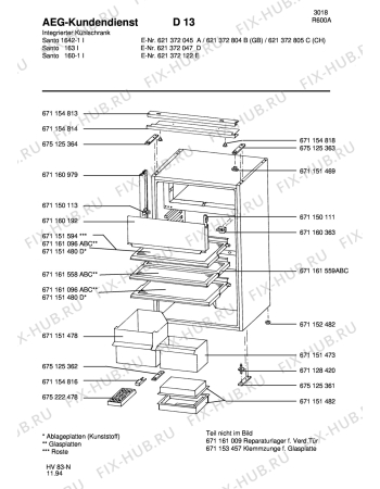 Взрыв-схема холодильника Aeg SAN1642-1 I - Схема узла Housing 001