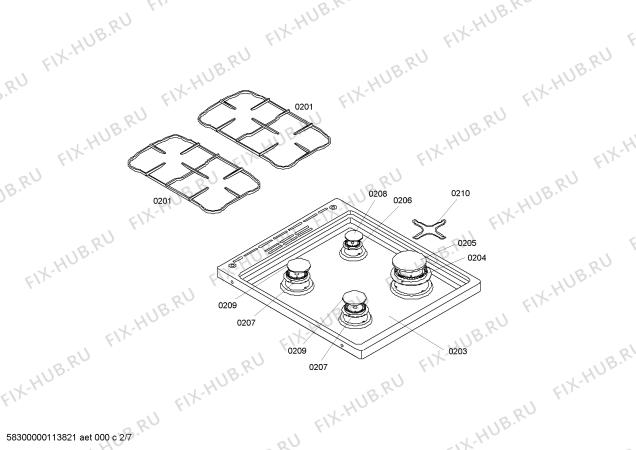 Взрыв-схема плиты (духовки) Bosch HSW745050N - Схема узла 02