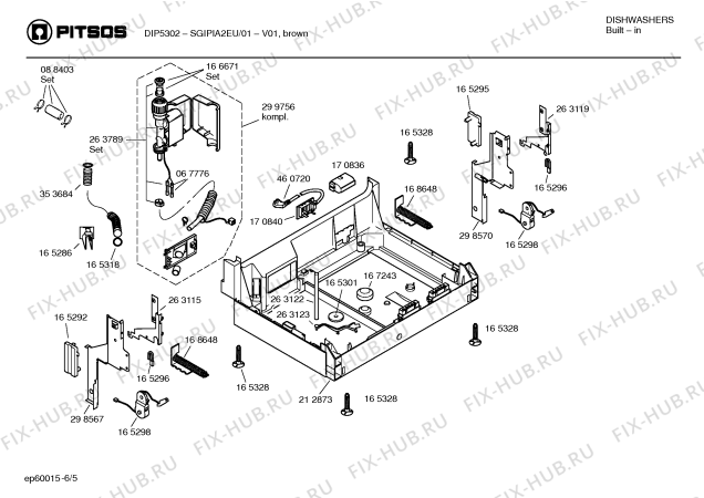Взрыв-схема посудомоечной машины Pitsos SGIPIA2EU DIP5300 - Схема узла 05