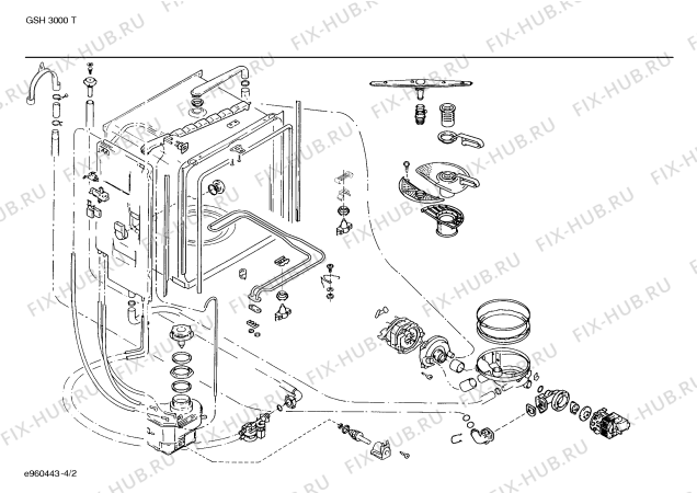 Взрыв-схема посудомоечной машины General Electric SMSGEA5SA - Схема узла 02