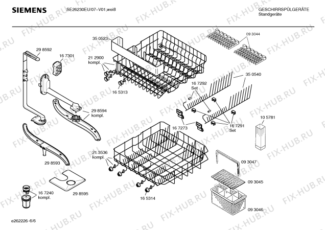 Схема №3 SE26230EU с изображением Инструкция по эксплуатации для посудомоечной машины Siemens 00521826