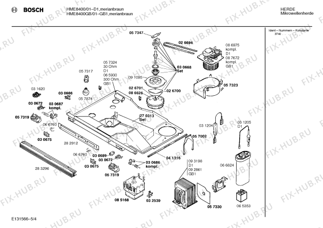 Взрыв-схема микроволновой печи Bosch HME8400GB - Схема узла 04