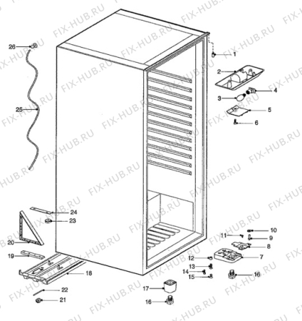 Взрыв-схема холодильника Elektra KL240 - Схема узла Cabinet + armatures