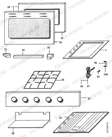 Взрыв-схема плиты (духовки) Aspes CA1-40NATURAL - Схема узла Section 2
