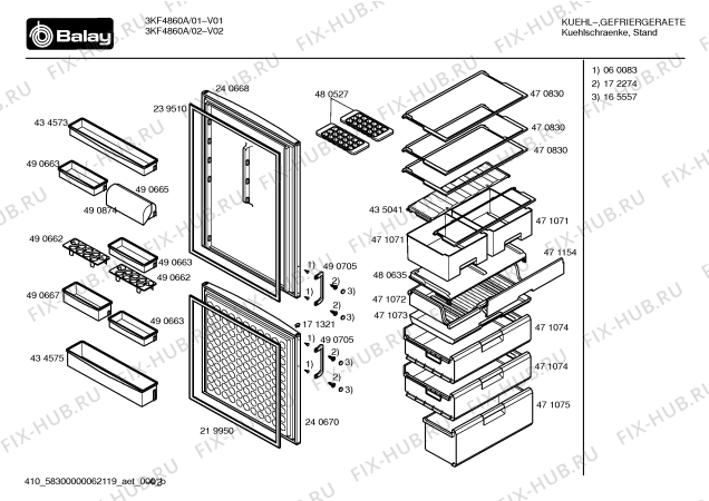 Схема №4 3KF4860A с изображением Дверь для холодильной камеры Bosch 00240668