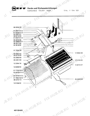 Взрыв-схема плиты (духовки) Neff 1113441007 1344/871NOCSM - Схема узла 06