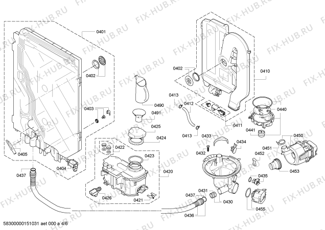 Взрыв-схема посудомоечной машины Bosch SMU53M95EU - Схема узла 04