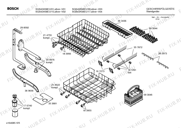 Схема №4 SE35M251SK с изображением Ремкомплект для электропосудомоечной машины Bosch 00630510