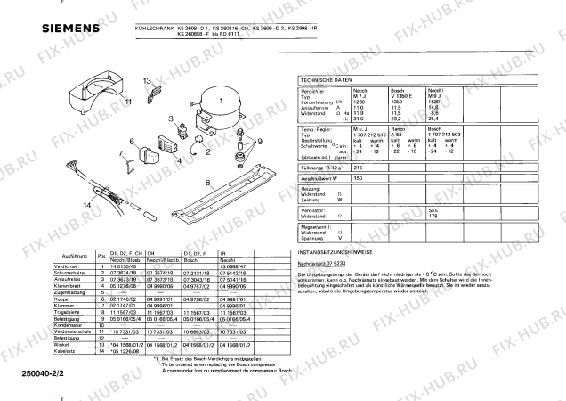Взрыв-схема холодильника Siemens KS2608 - Схема узла 02