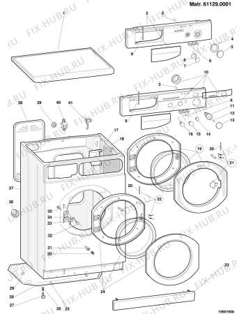 Схема №1 ALS948TXEO (F018016) с изображением Обшивка для стиралки Indesit C00060121