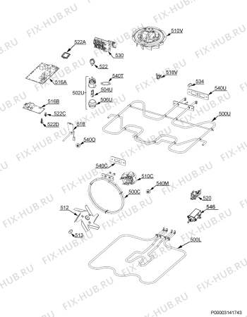 Схема №1 EVY9847AOX с изображением Нагревательный элемент для плиты (духовки) Aeg 5550165202