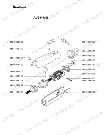 Взрыв-схема блендера (миксера) Moulinex AV2441(0) - Схема узла 8P000940.4P2