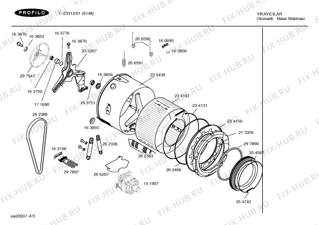 Схема №3 T-23312 с изображением Кабель для стиралки Bosch 00266587