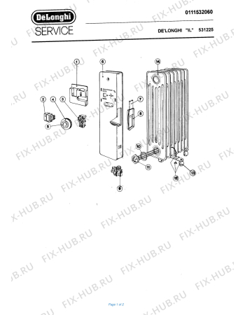 Схема №1 531530 с изображением Элемент корпуса для обогревателя (вентилятора) DELONGHI 708783