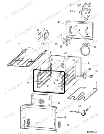 Взрыв-схема плиты (духовки) Electrolux EK6274A - Схема узла H10 Main Oven Cavity (large)