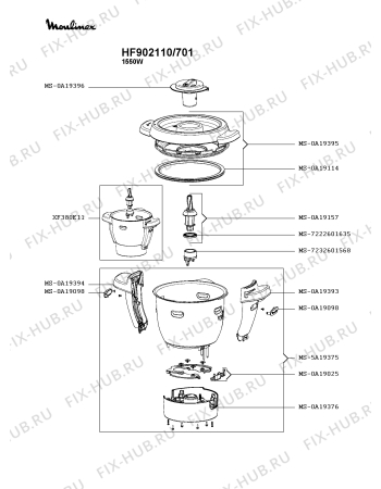 Схема №2 FE900138/701 с изображением Корпусная деталь для кухонного измельчителя Moulinex MS-0A19393