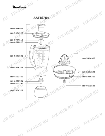 Взрыв-схема кухонного комбайна Moulinex AAT5S7(0) - Схема узла NP000513.5P2