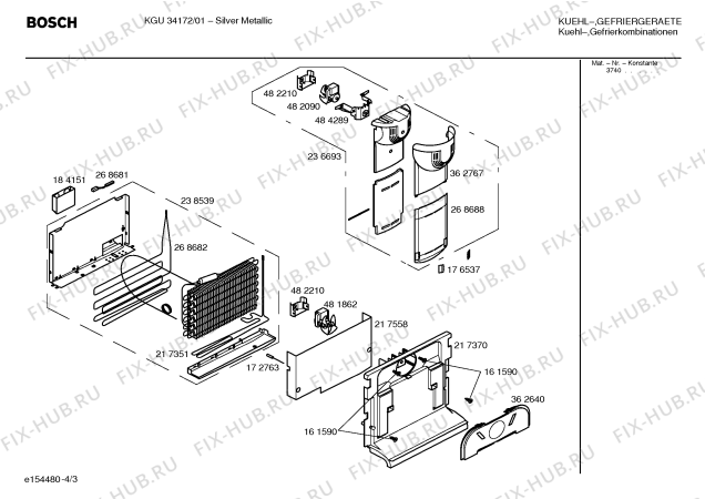 Схема №3 KGU32161GB с изображением Шарнир для холодильной камеры Bosch 00188193