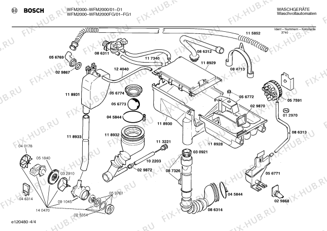 Взрыв-схема стиральной машины Bosch WFM2000FG WFM2000 - Схема узла 04