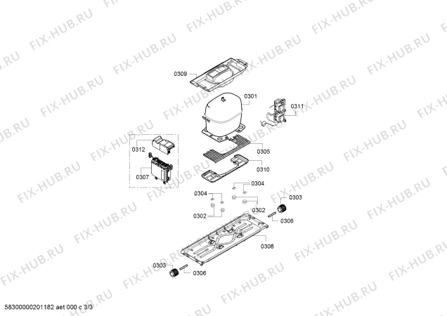 Взрыв-схема холодильника Bosch KGE39DL40 Bosch - Схема узла 03