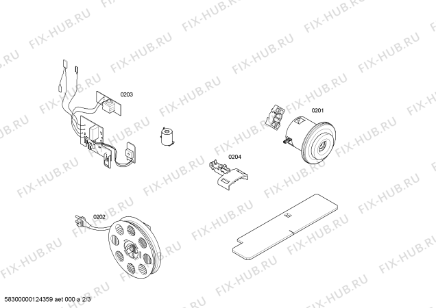 Взрыв-схема пылесоса Bosch BSG72070GB Bosch formula  ProHygienic hepa 2000W - Схема узла 02