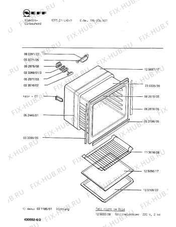 Взрыв-схема плиты (духовки) Neff 195304527 1077.21LHD-7 - Схема узла 02