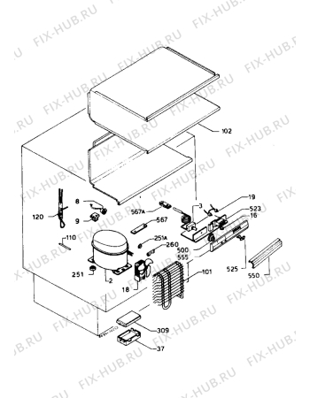 Взрыв-схема холодильника Zanussi ZU6120F - Схема узла Cooling system 017