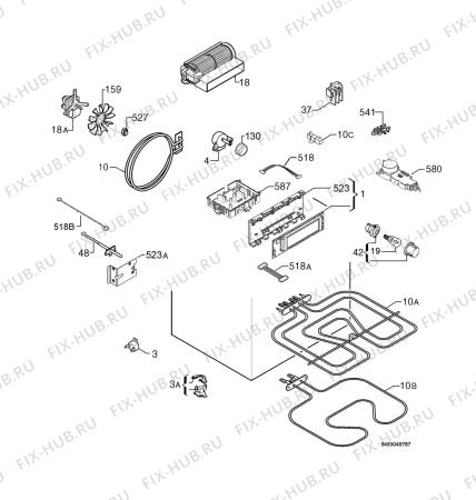 Взрыв-схема плиты (духовки) Aeg Electrolux B99498-5-M - Схема узла Electrical equipment 268