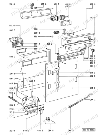 Схема №2 GSI 3352/1 SL-IN с изображением Обшивка для электропосудомоечной машины Whirlpool 481245379303