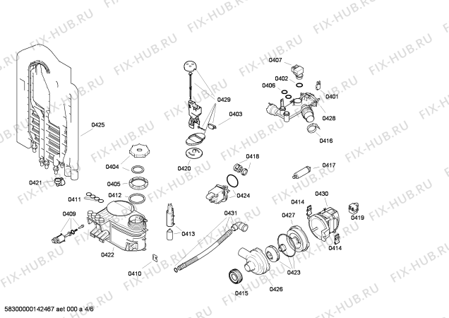 Взрыв-схема посудомоечной машины Bosch SGS54E42EU - Схема узла 04