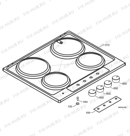 Взрыв-схема плиты (духовки) Aeg Electrolux 6439E-M - Схема узла Hob 271