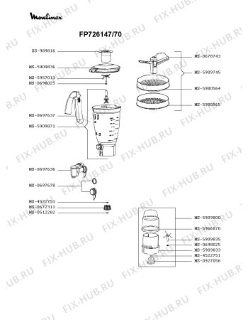 Взрыв-схема кухонного комбайна Moulinex FP726147/70 - Схема узла UP003318.6P2