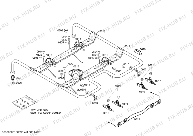 Схема №5 HSV744026N с изображением Столешница для электропечи Bosch 00247742