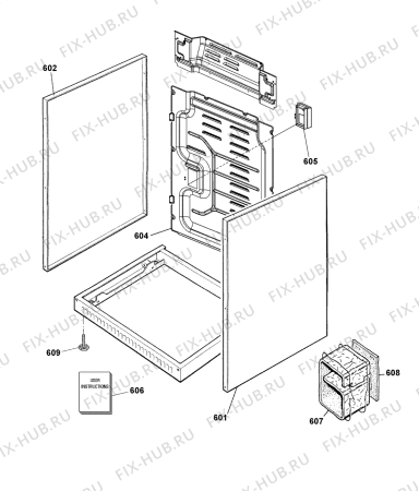 Взрыв-схема плиты (духовки) Hotpoint DSC60SS1 (F087834) - Схема узла