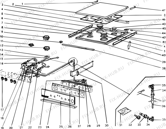 Взрыв-схема плиты (духовки) SCHOLTES C805GEWH (F010501) - Схема узла