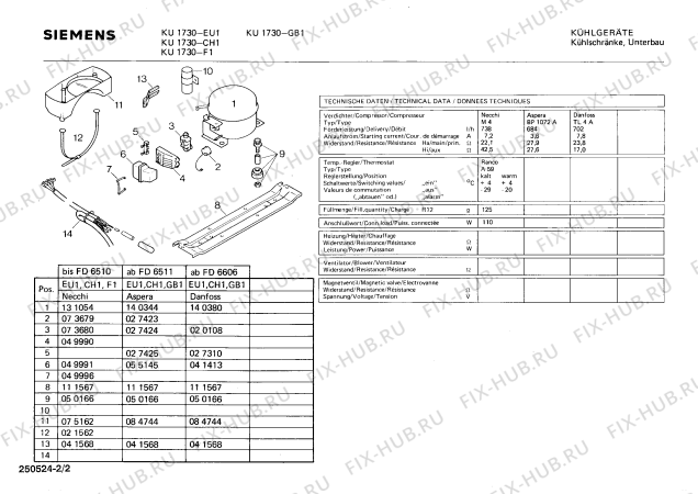 Взрыв-схема холодильника Siemens KU1730 - Схема узла 02