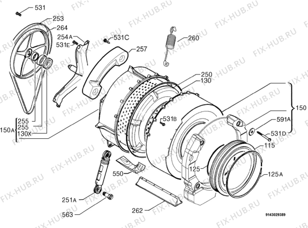 Взрыв-схема стиральной машины Electrolux EWN1620W - Схема узла Functional parts 267