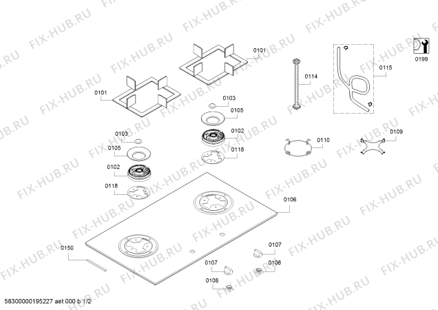 Схема №1 PPD82F21MP с изображением Крепеж для плиты (духовки) Siemens 10001525
