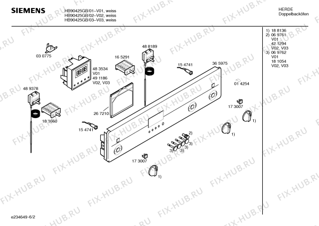 Схема №2 HB90425GB с изображением Ручка управления духовкой для духового шкафа Siemens 00188136