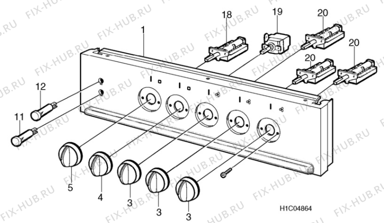 Взрыв-схема посудомоечной машины Elektro Helios SN5527 - Схема узла H10 Control Panel