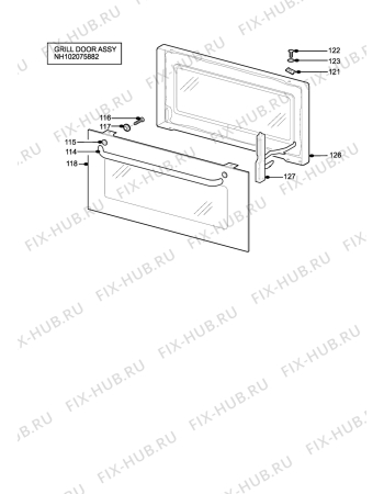 Взрыв-схема плиты (духовки) Zanussi Electrolux ZCG7540WN - Схема узла H10 Grill door assy