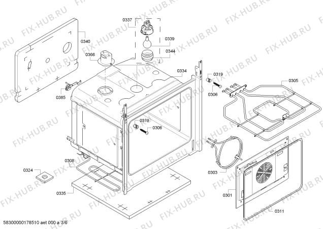 Взрыв-схема плиты (духовки) Bosch HEA20B221C - Схема узла 03