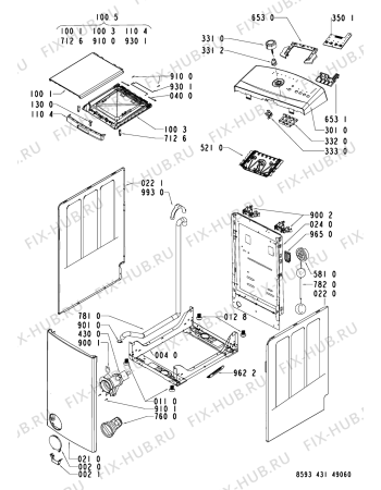 Схема №1 AWE 4316/P с изображением Обшивка для стиральной машины Whirlpool 481245217697