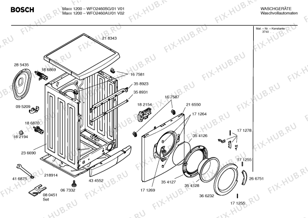Схема №2 WFO2060AU Maxx1000 с изображением Таблица программ для стиральной машины Bosch 00586638