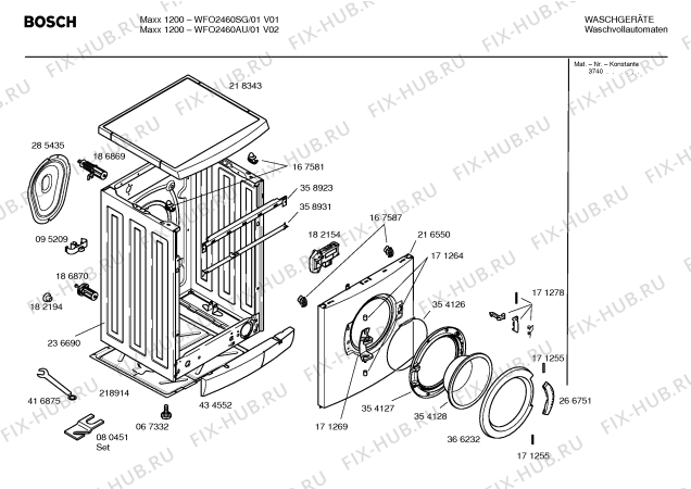 Взрыв-схема стиральной машины Bosch WFO2460SG Maxx1200 - Схема узла 02