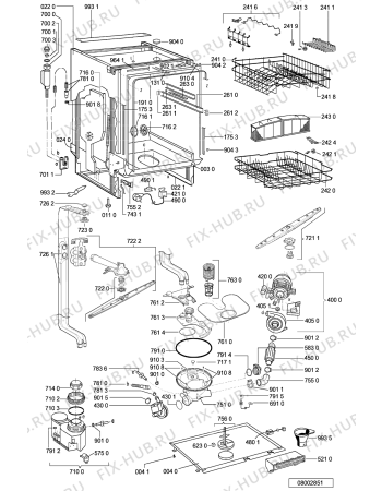 Схема №2 ADL 231/1 S WH с изображением Панель для электропосудомоечной машины Whirlpool 481245372151
