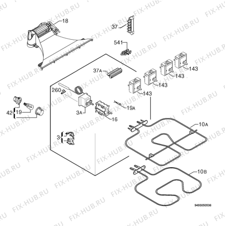 Взрыв-схема плиты (духовки) Privileg 00855320_61193 - Схема узла Electrical equipment 268