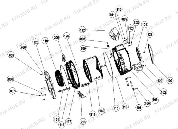 Взрыв-схема стиральной машины Upo WF5100   -Frontloader (171242, V10001005) - Схема узла 02